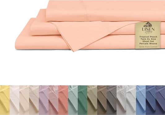 100% Cotton Percale Twin XL Sheets Set for Cozy Comfort
