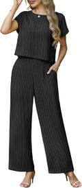 2 Piece Sets for Women Summer Cap Sleeve Crop Top & Wide Leg Pants