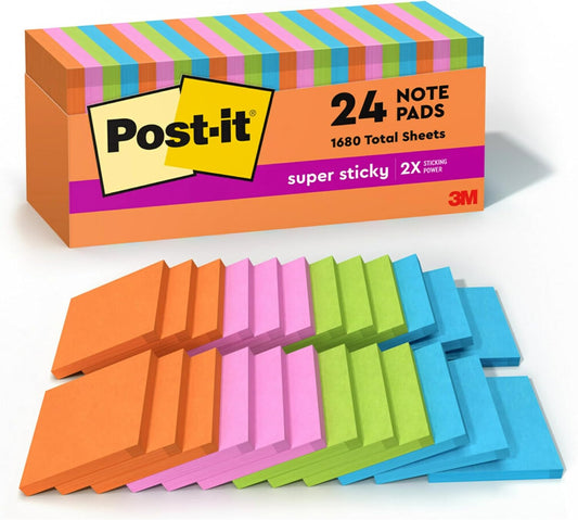 Post-it Super Sticky Notes for Organization - Energy Boost Pack