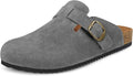 Womens Suede Clogs Mens Genuine Leather Mules - Cork Footbed Comfort
