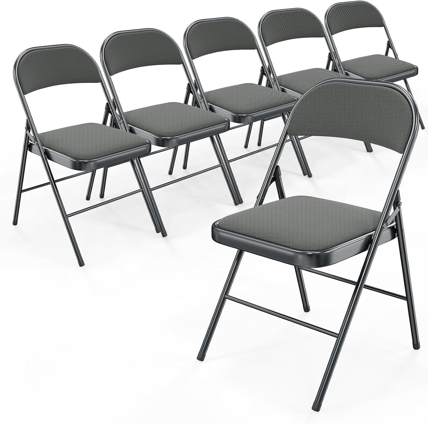 Bonnlo Padded Folding Chairs - Comfy, Durable Steel Frame Set, Indoors & Out!