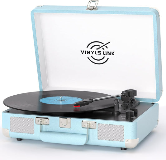 Vinyl Record Player with Bluetooth and Bass Control for Music Lovers