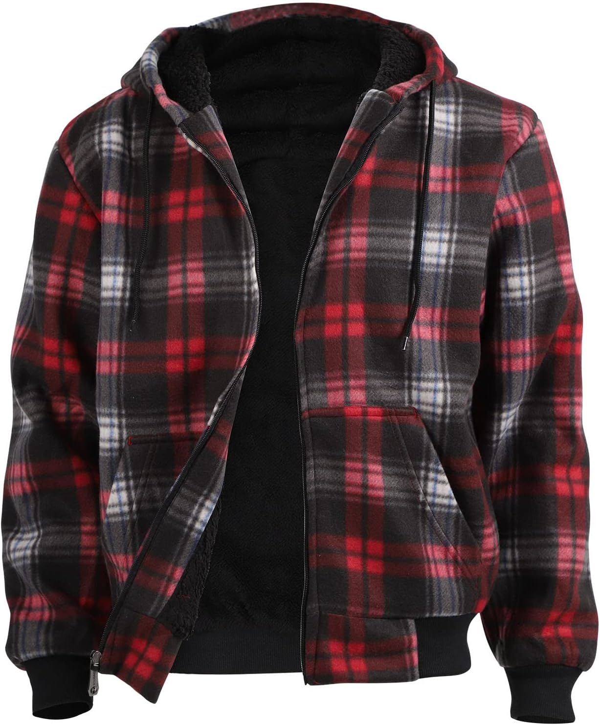 Winter Heavy Warm Sherpa Lined Fleece Plaid Flannel Jacket