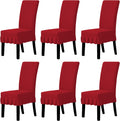 Stretch Parsons Chair Slipcovers with Skirt (6 PCS) - Red