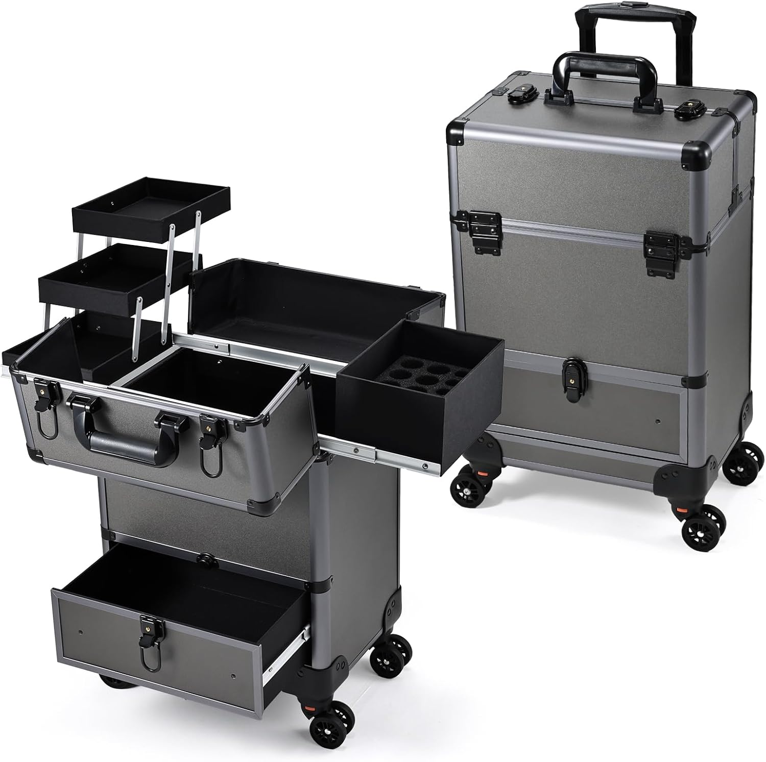 Hododou Rolling Makeup Case with Wheels for Travel and Storage