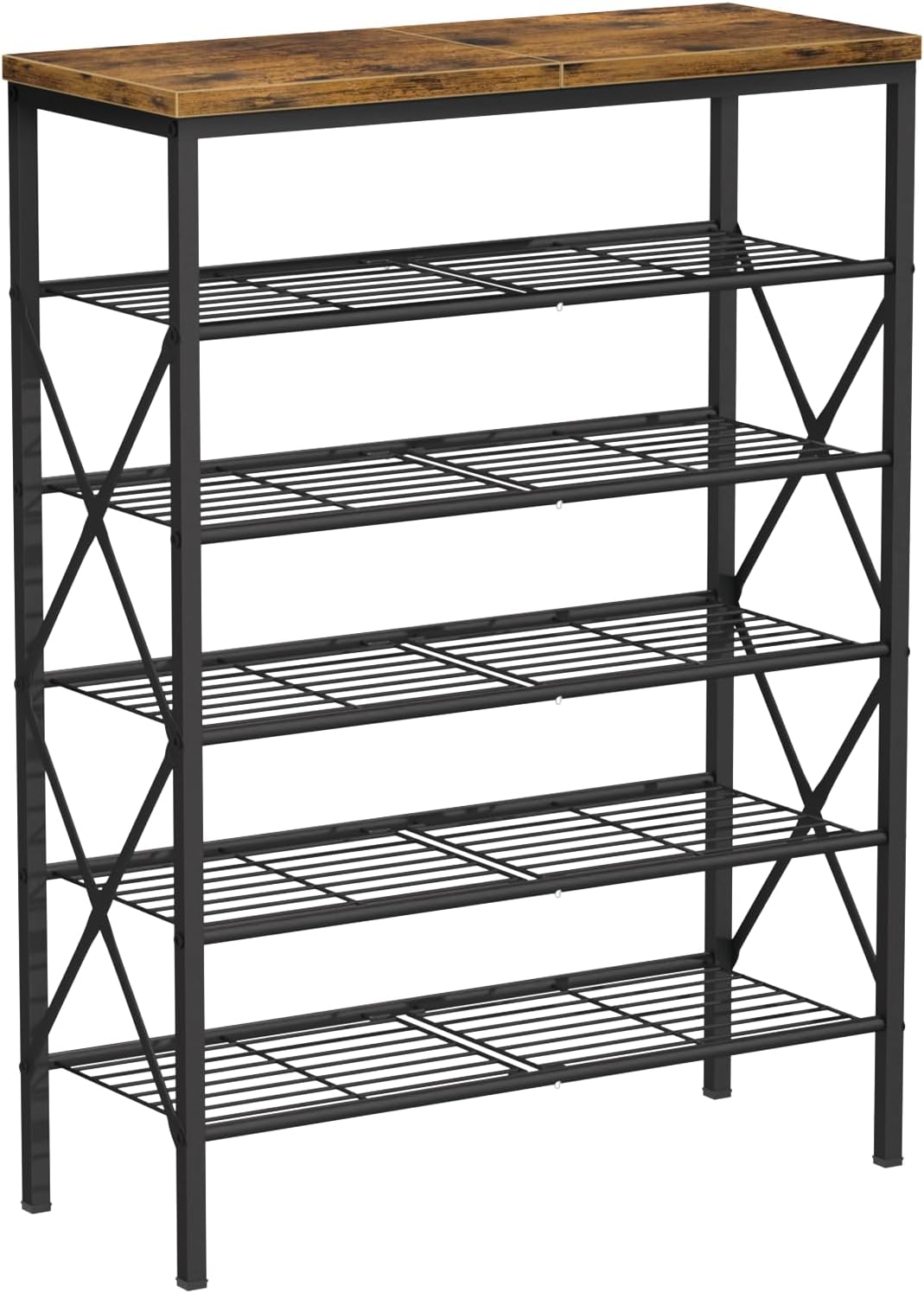6 Tiers Metal Shoe Rack for 24 Pairs, Durable and Adjustable