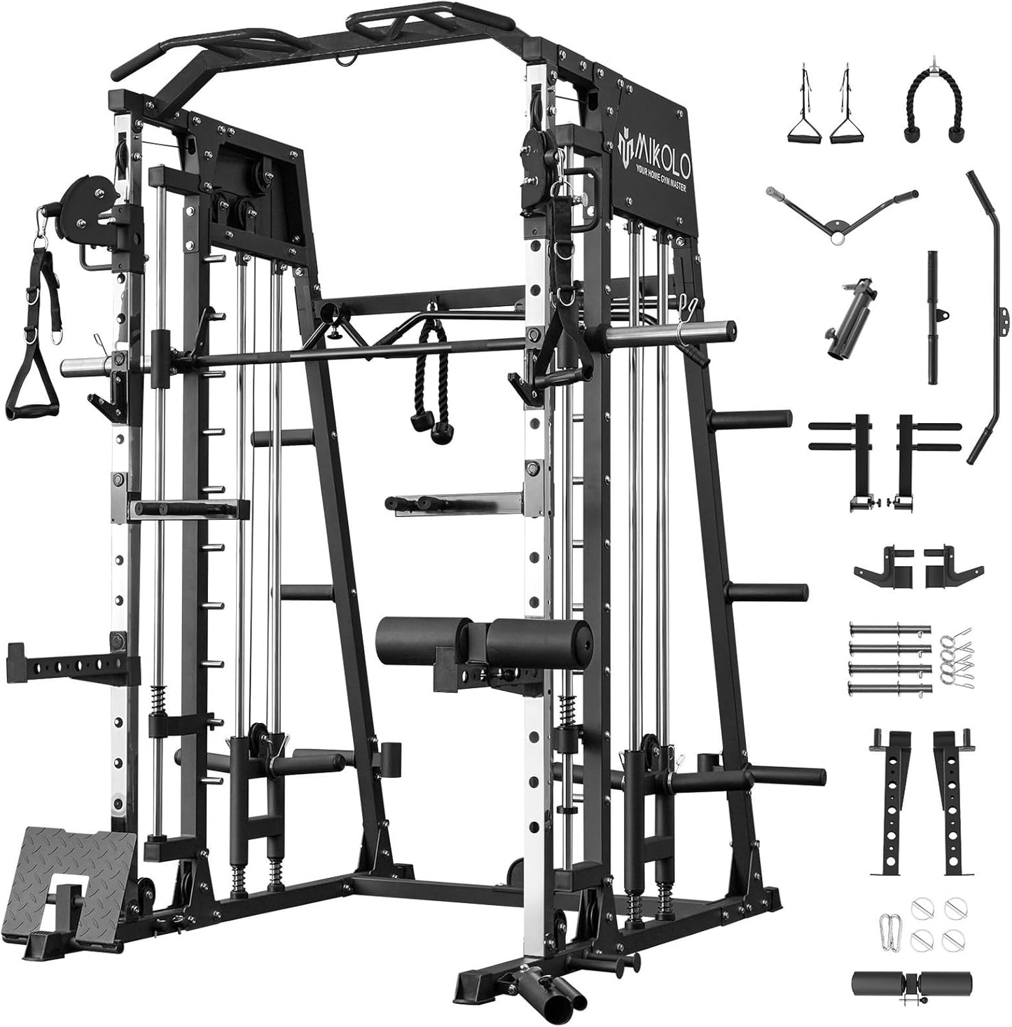 Mikolo 2200lbs Smith Machine with LAT-Pull Down & Cable Crossover