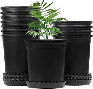 1 Gallon Nursery Pots for Plants with Drainage Hole and Saucer