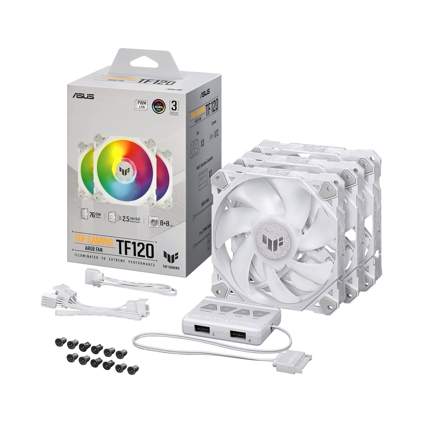 ASUS TUF Gaming TF120 ARGB White Edition Fans for Optimal Cooling