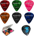 Guitar Pick Holder with 30 Celluloid Picks - Compact Stick-On Case