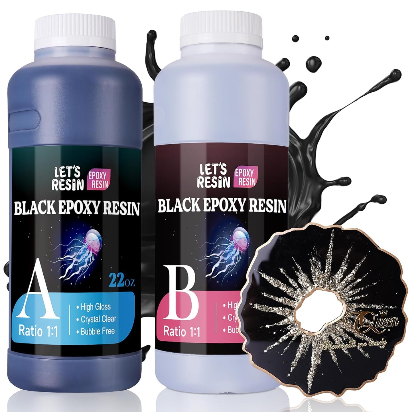 LET'S RESIN EPOXY RESIN Black Epoxy Kit for Art and Crafts