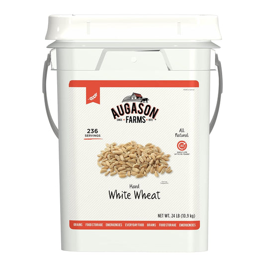 Augason Farms Hard White Wheat Emergency Food Storage 24 Pound Pail