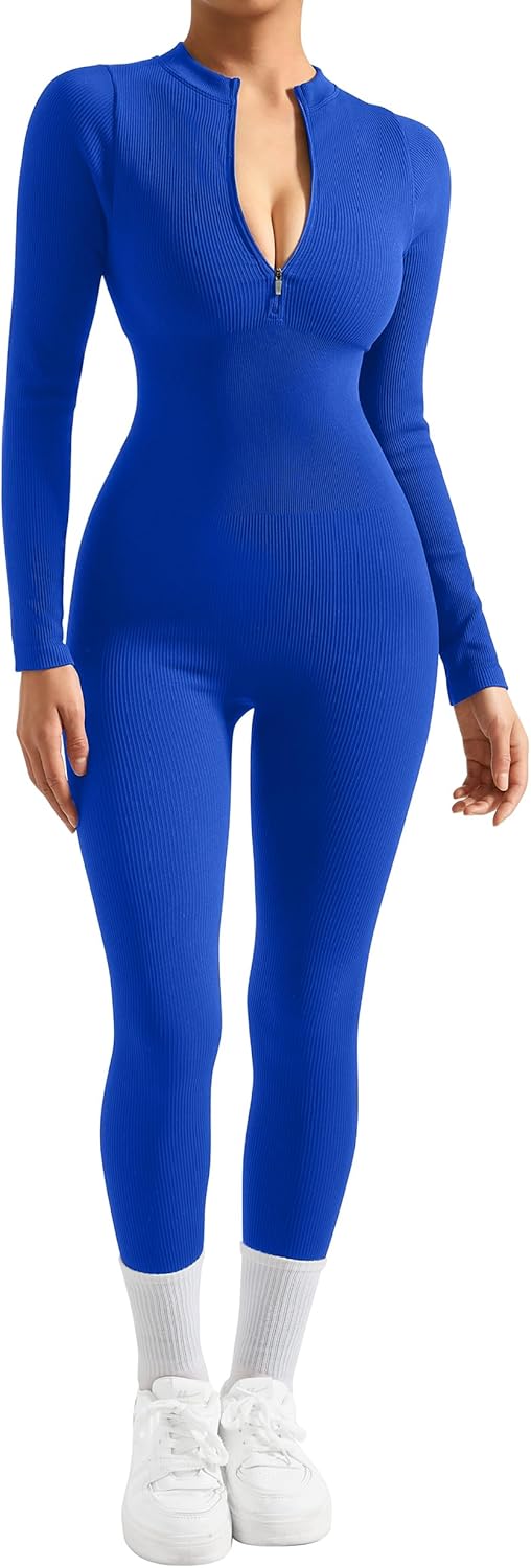 SUUKSESS Women Long Sleeve Ribbed Jumpsuit for All Occasions