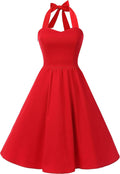 Chic Cocktail Dress with 1950s Halter and Polka Dot Design
