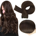 Full Shine Brown Weft Hair Extensions 24in - Real Remy Double Weft