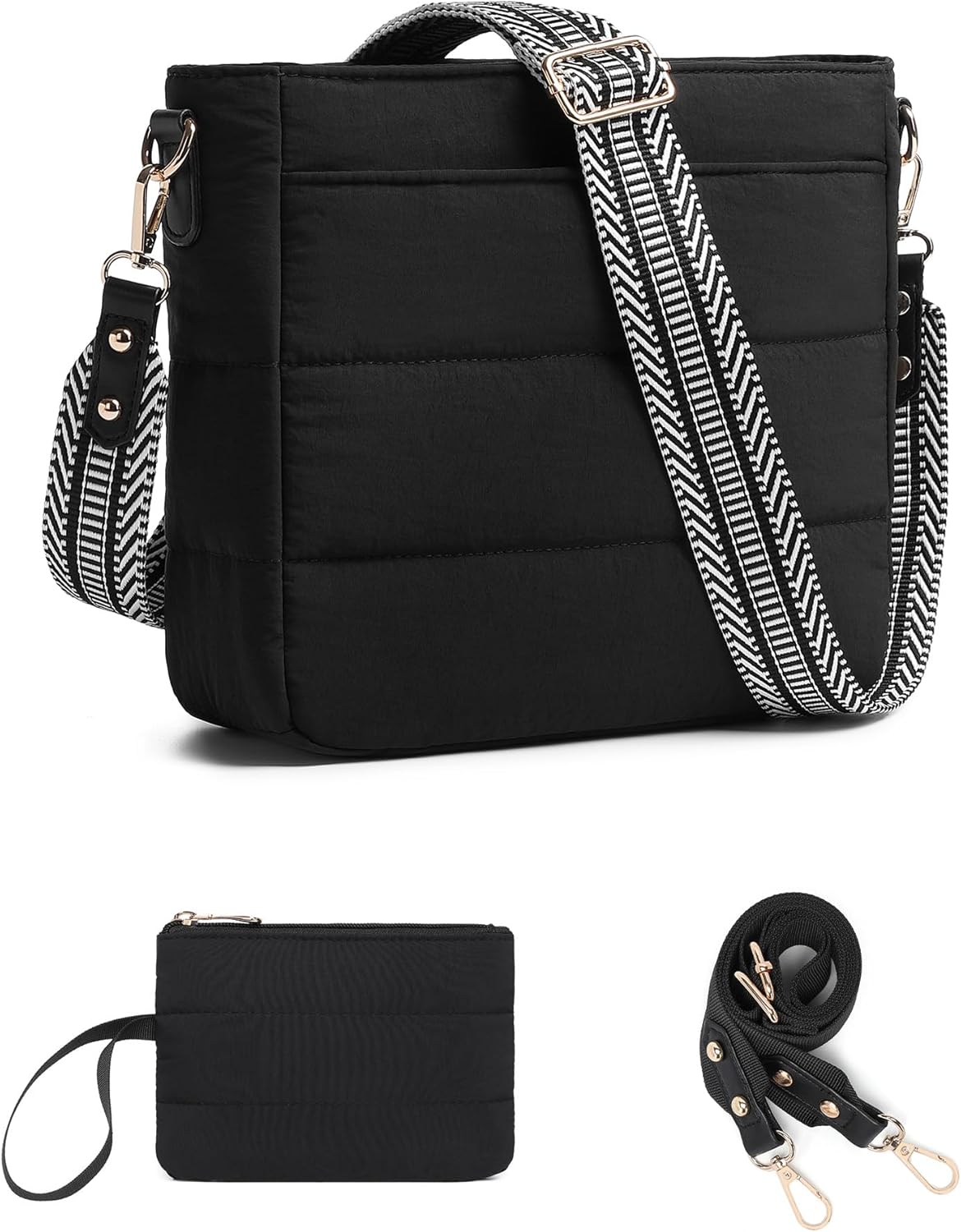 Purses for Women 2PCS Puffer Quilted Crossbody Shoulder Bags