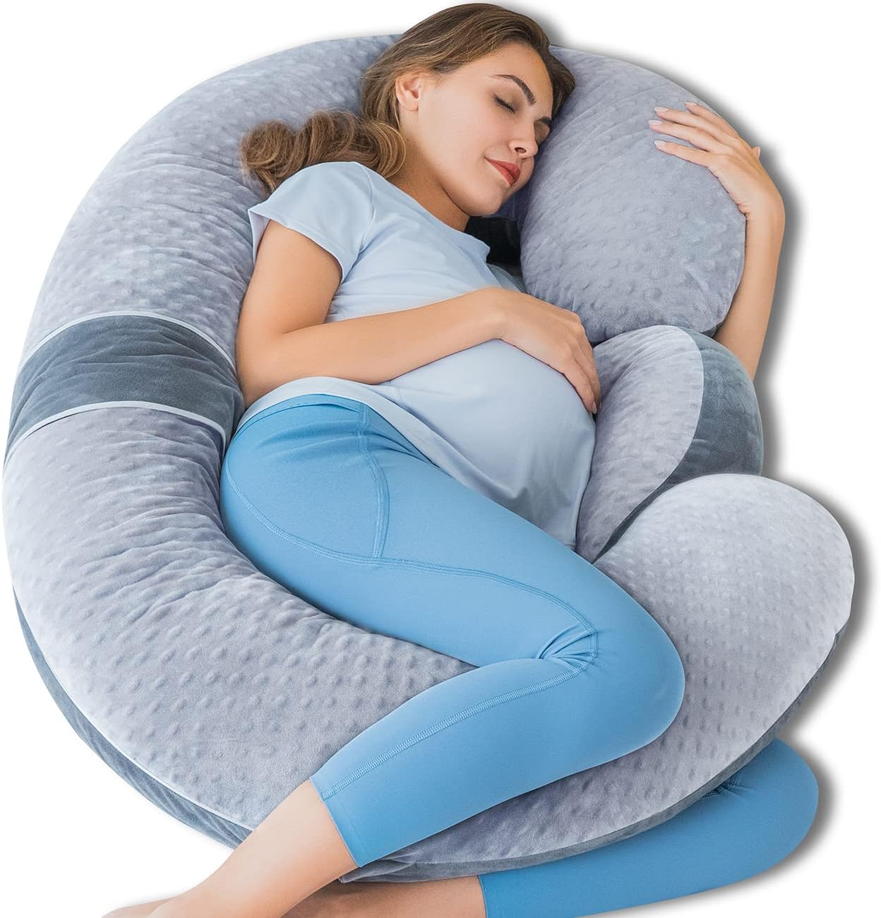 QUEEN ROSE E Shaped Full Body Pregnancy Pillow for Comfort