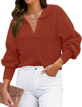 ZESICA Women's V Neck Ribbed Knit Sweater for Cozy Fall Style