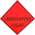 48 x 48 Safety Orange Mesh Rollup Sign - Landscapers Ahead (No Ribs)
