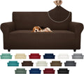 72-92 in Coffee Super Stretch Couch Cover - Fitted Sofa Slipcover
