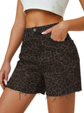 Womens High Waist Jean Shorts Wide Straight Leg Microelastic AUWUKA