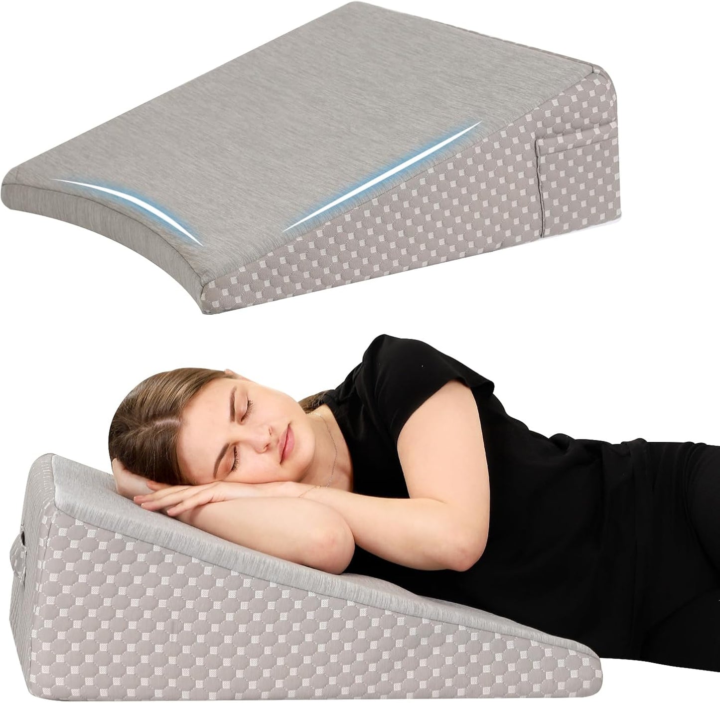 Wedge Pillow for Sleeping - 8 Inch Cooling Triangle Bed Pillow