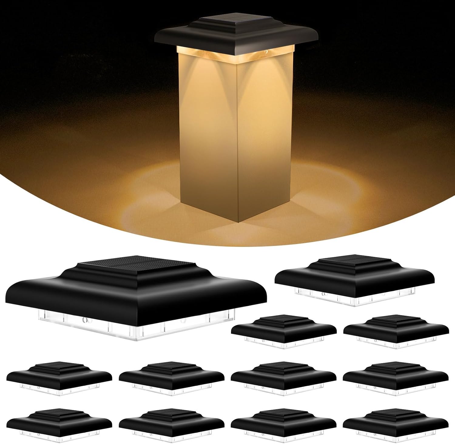 T-SUN Solar Post Cap Lights for Decks and Fences - 12 Pack