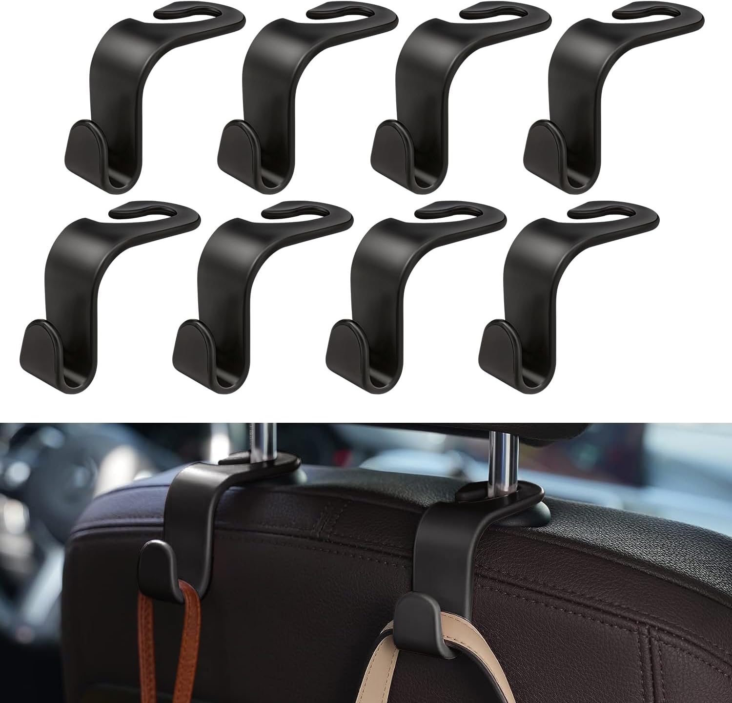 MEALAM Car Seat Headrest Hooks - 44lb Capacity Organizer