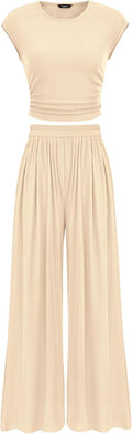 PRETTYGARDEN Women's Summer 2 Piece Outfits 2025 - Slim Ruched Set
