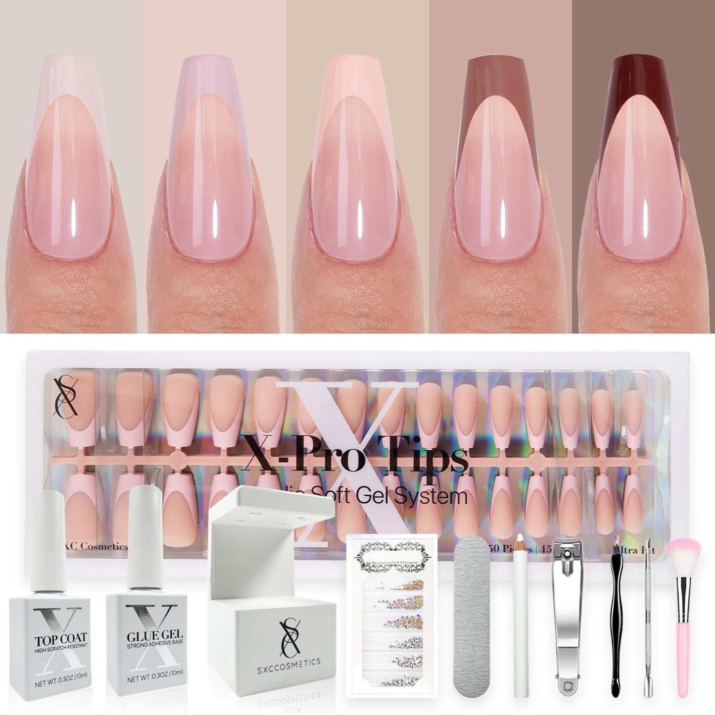 SXC Cosmetics French Tip Press On Nails for Stunning Looks