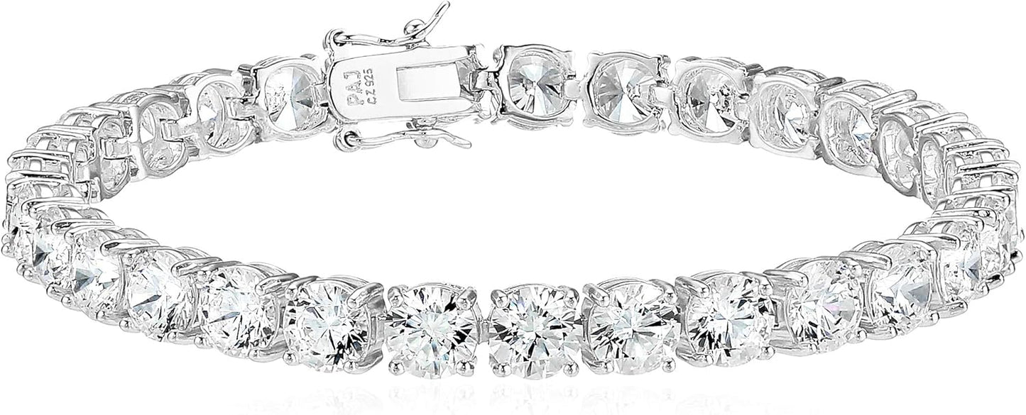 Stunning Sterling Silver Round Cut Cubic Zirconia Tennis Bracelet