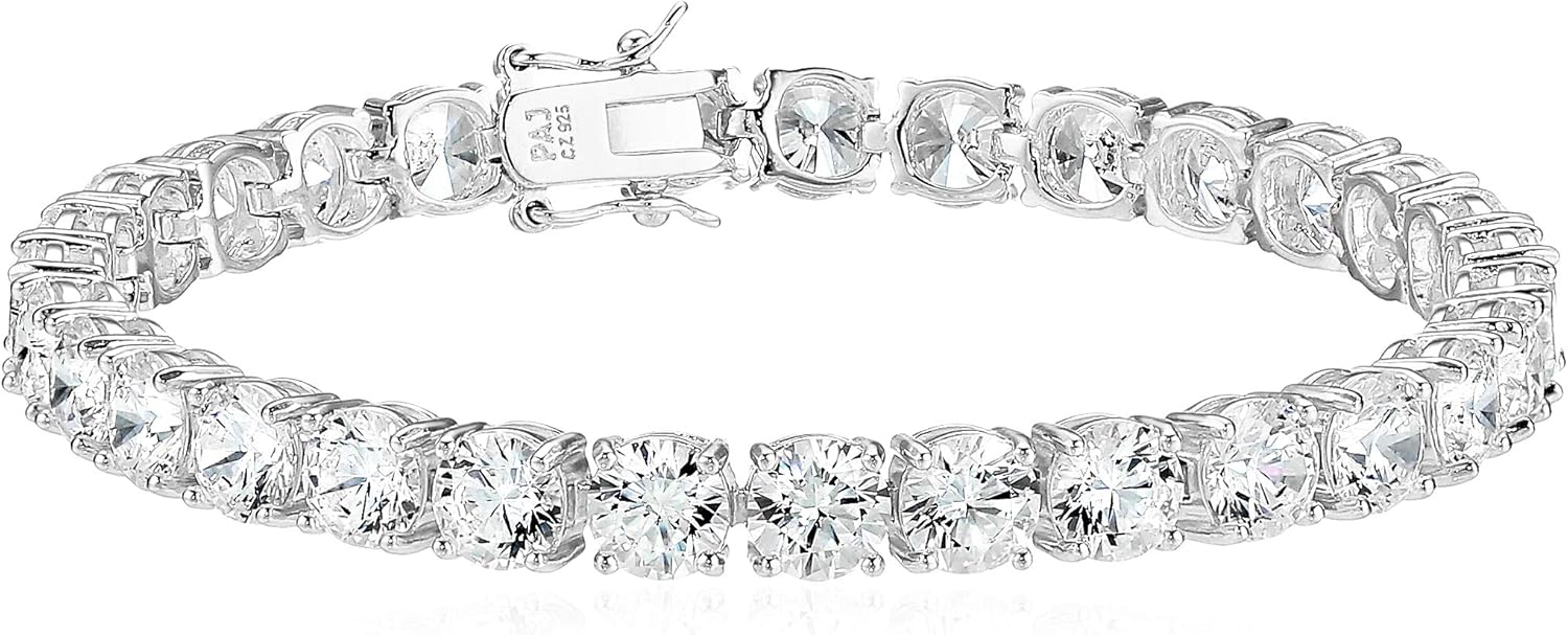 Stunning Sterling Silver Round Cut Cubic Zirconia Tennis Bracelet