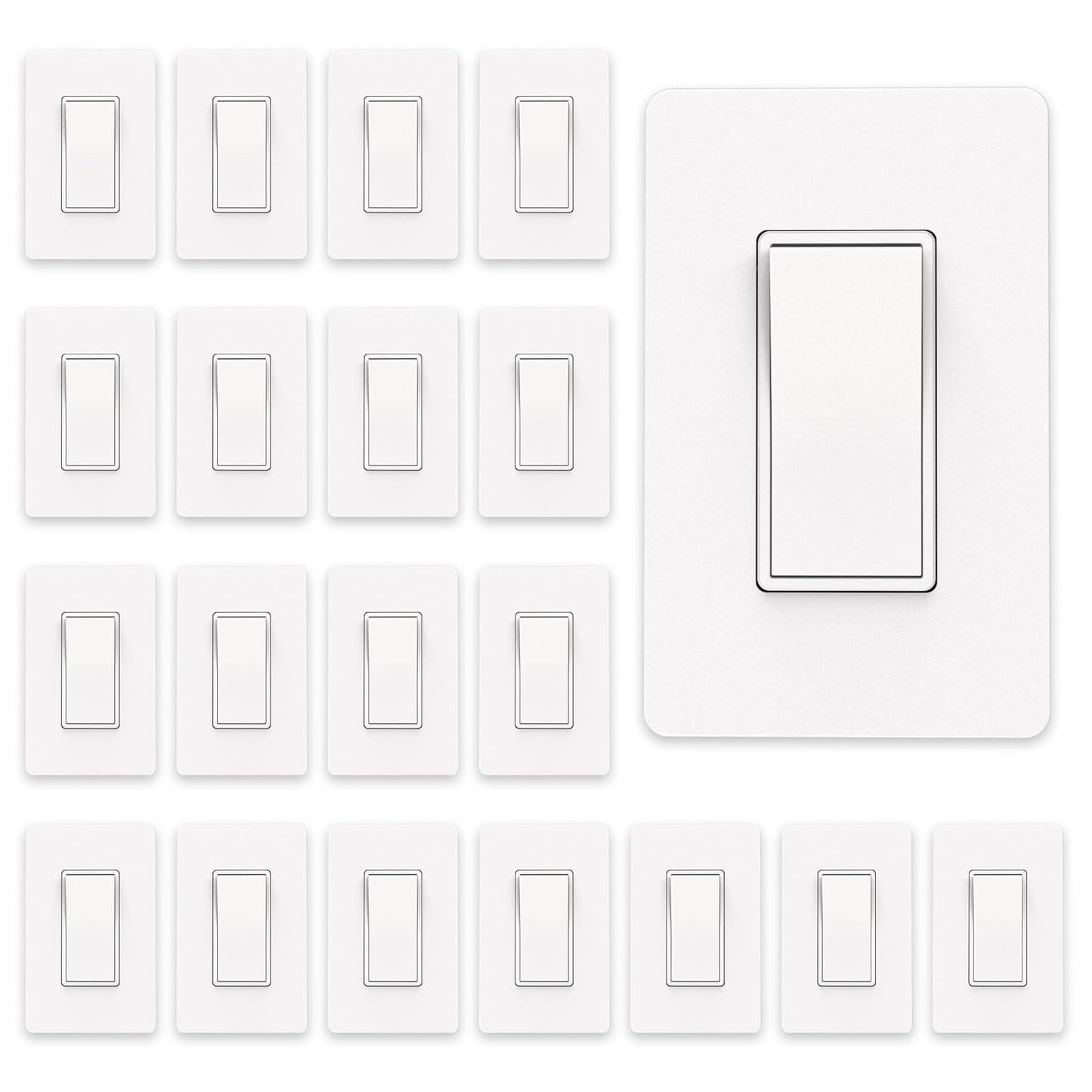 ThunderWay Matte White Light Switch with Screwless Wall Plate