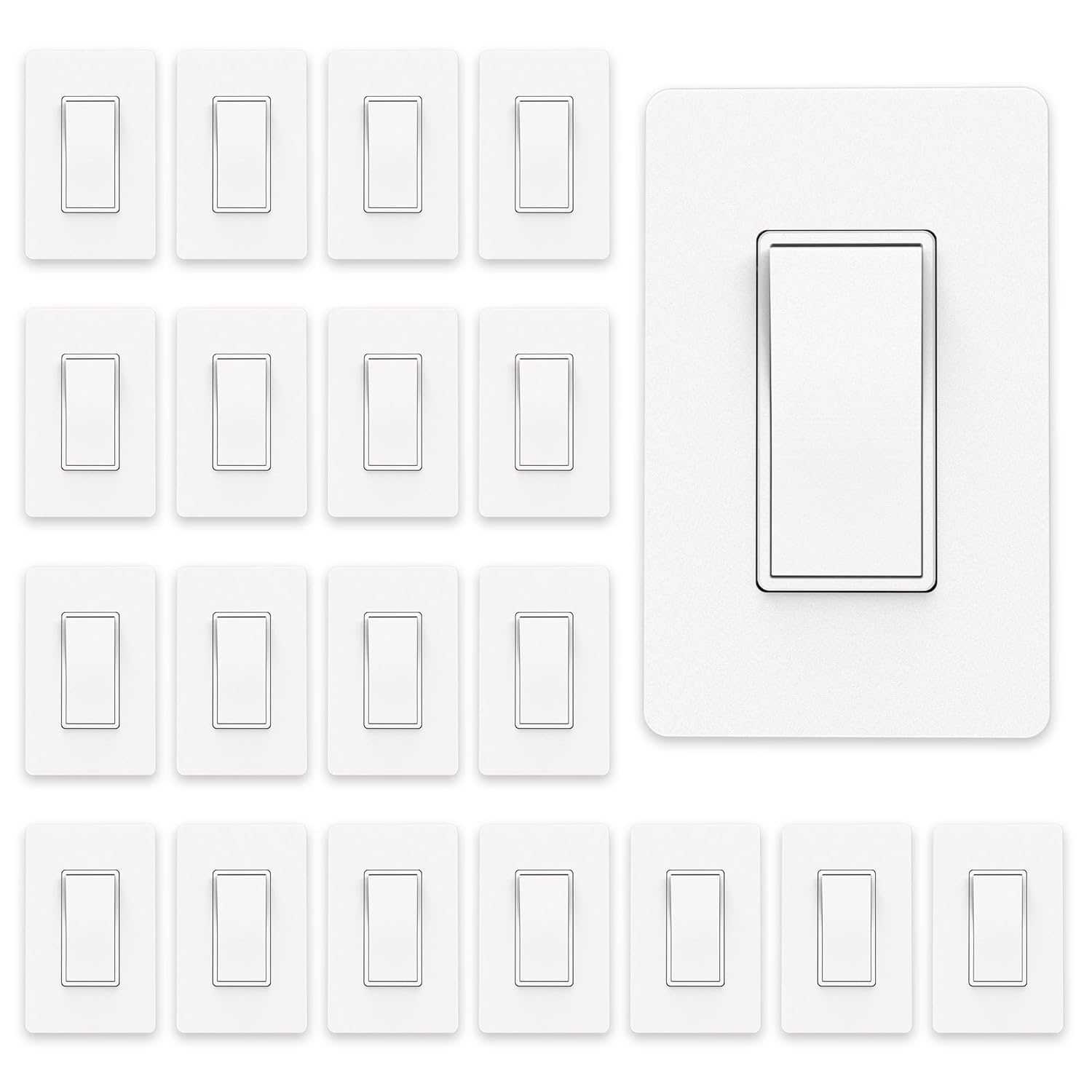 ThunderWay Matte White Light Switch with Screwless Wall Plate