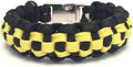 Yellow and Black Checkered Paracord Survival Bracelet - Fitted