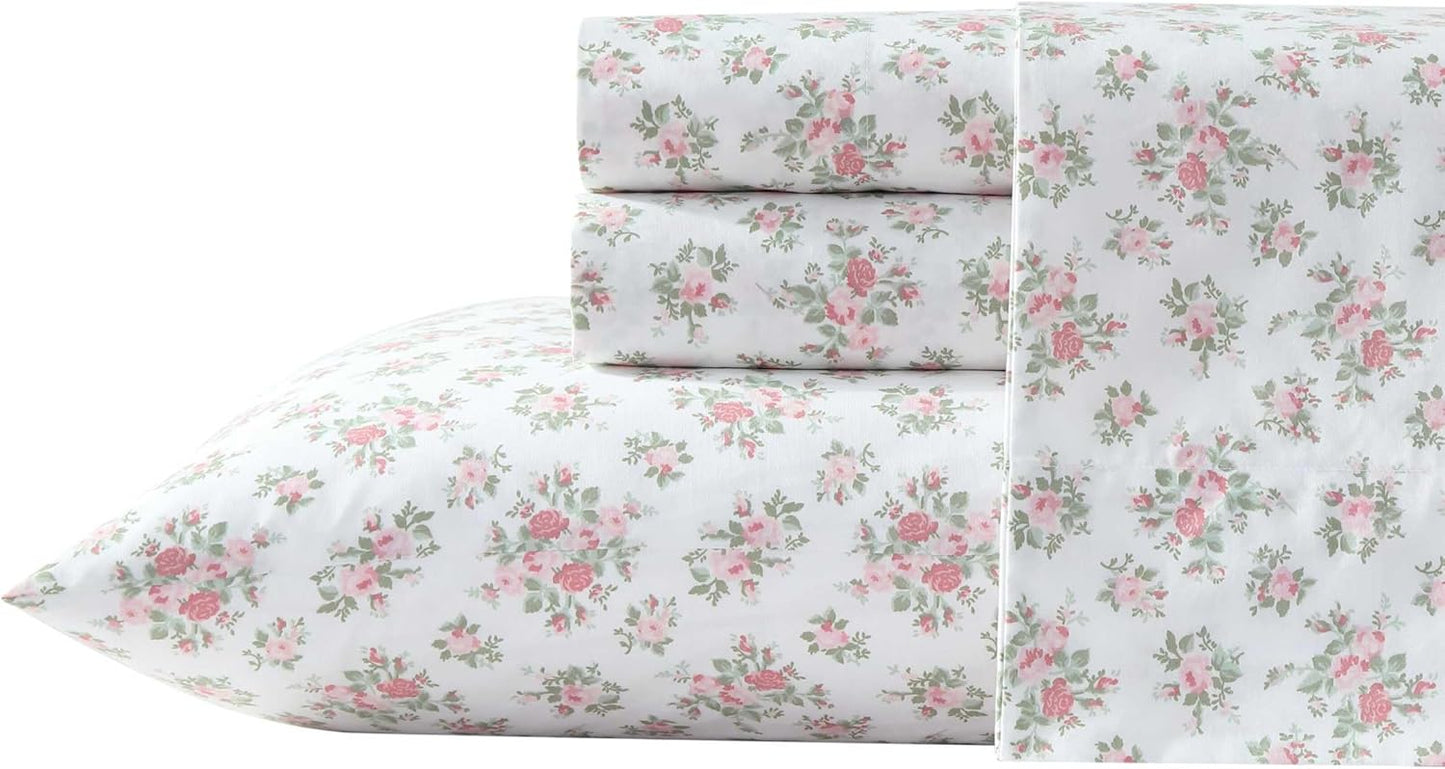 Cotton Percale Bedding Set with Matching Pillowcase in Pink