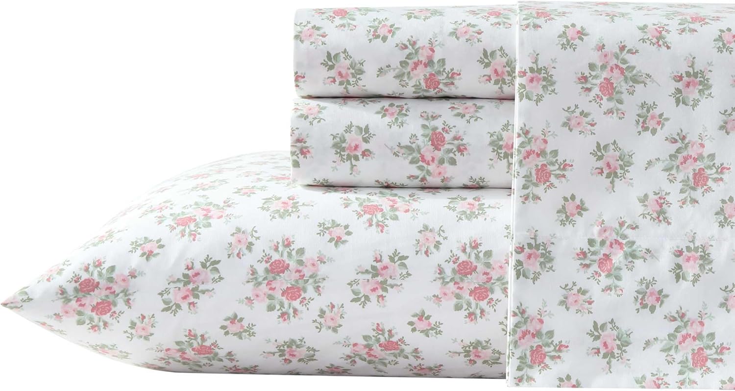 Laura Ashley Cotton Percale Bedding Set with Matching Pillowcases