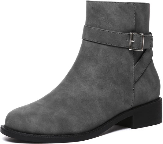 Athlefit Women's Ankle Boots with Chunky Low Heel Design