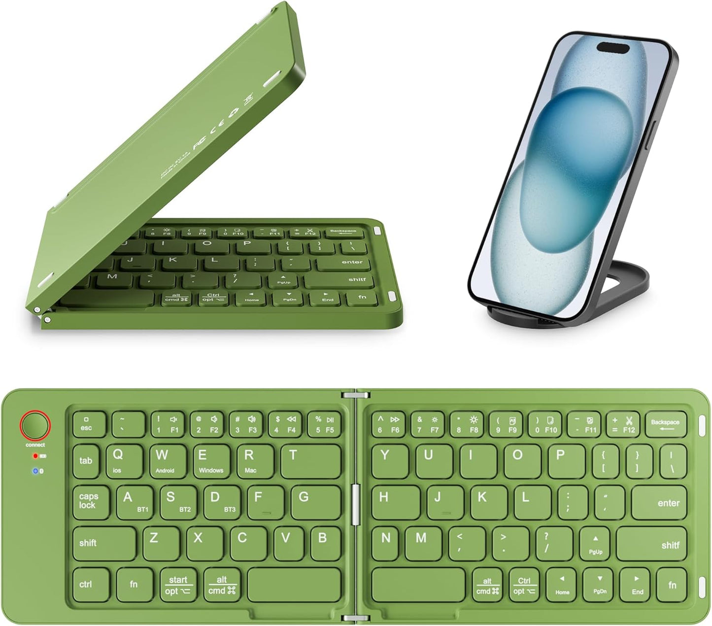 Portable Bluetooth Keyboard - Sync 3 Devices - Green