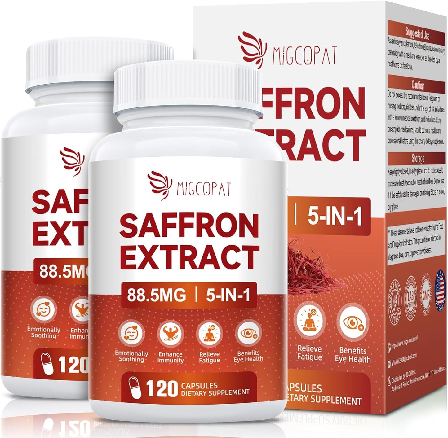 Happy Saffron Supplement 2 Pack for Mood, Focus & Energy