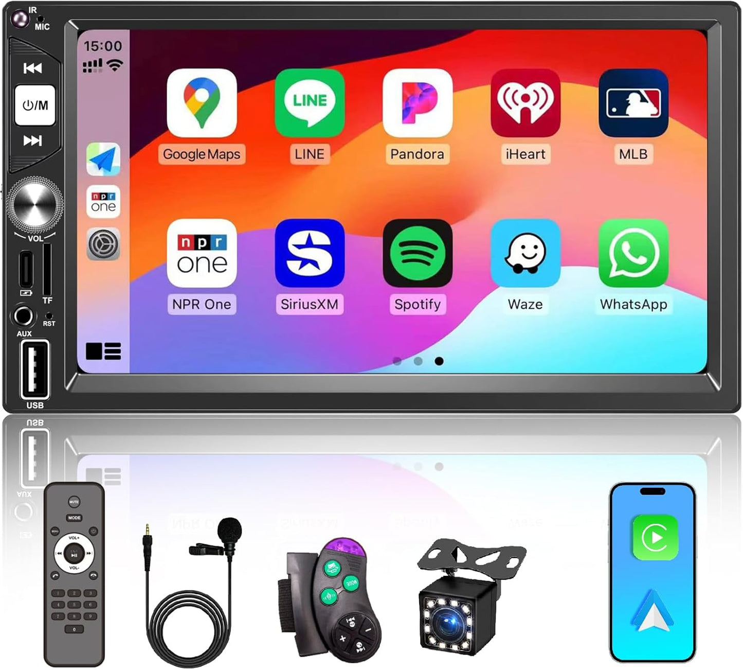 Oeretzrac 7 Wireless Apple CarPlay Double Din Car Stereo