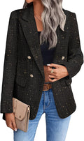 Mina Self 2025 Winter Womens Tweed Plaid Blazer Jacket - Elegant