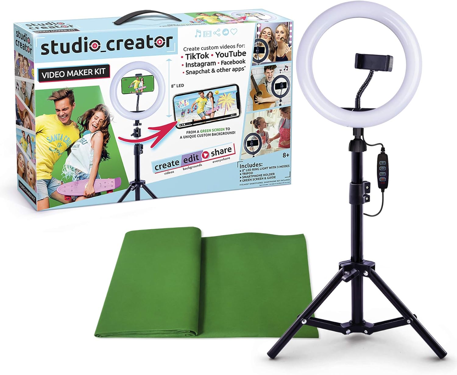 So DIY Ring Light with Green Screen and Phone Mount Tripod Kit
