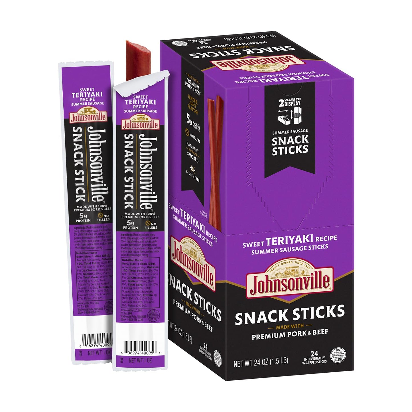 Johnsonville Summer Sausage Snack Sticks - Sweet Teriyaki Flavor