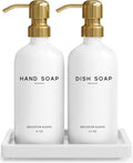 Luxury Glass Hand and Dish Soap Dispenser Set - White Gold countertop