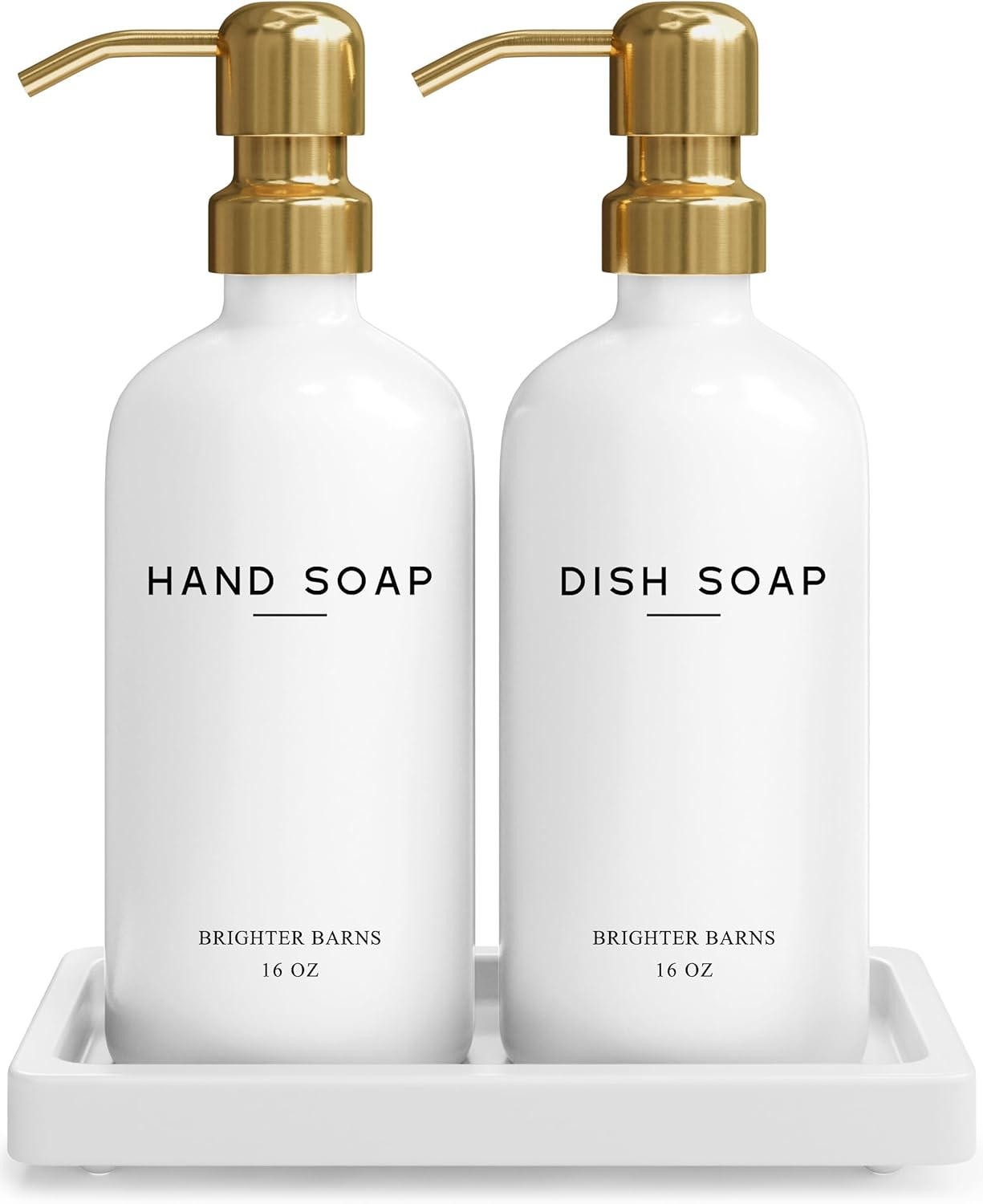 Luxury Glass Hand and Dish Soap Dispenser Set for Kitchen Sink