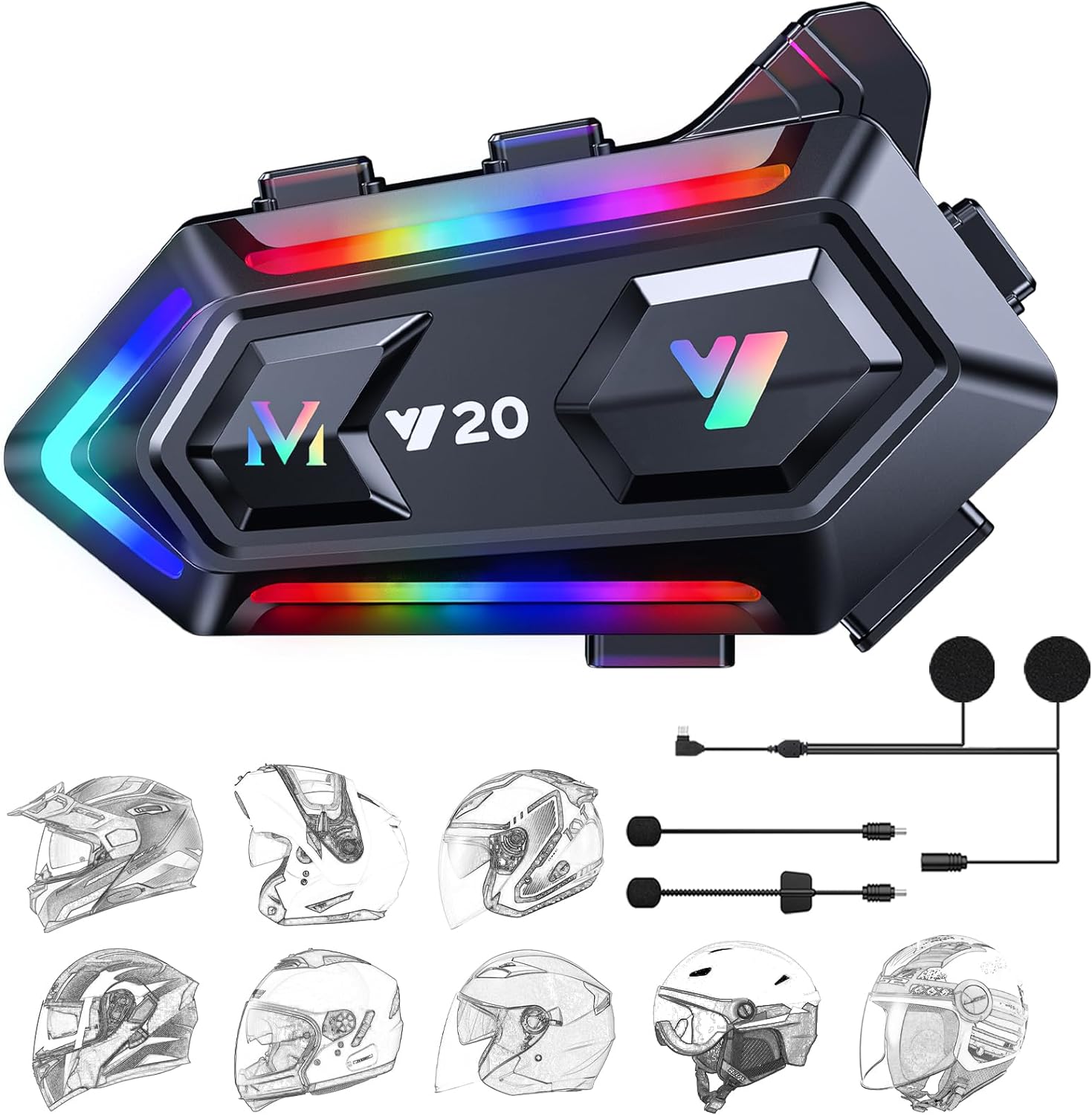 FEYA Helmet Speakers: RGB Lights, High Battery Life