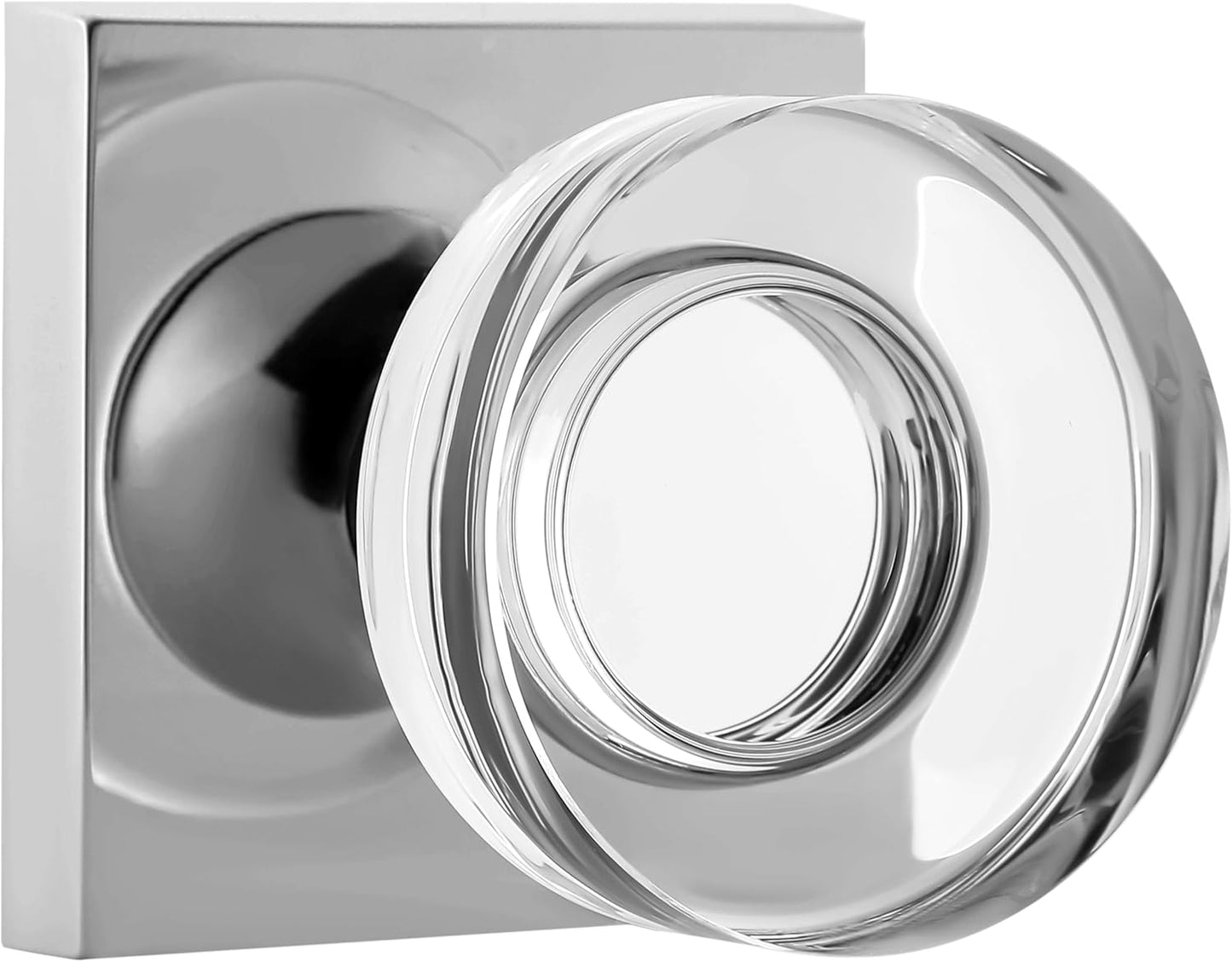 Crystal Glass Door Knobs for Interior, Heavy Duty Square Design