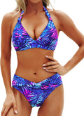 Two Piece Women Push Up Halter Bikini Set Vintage Black - Flattering