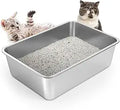 Stainless Steel Cat Litter Box 19.7in x 13.8in x 5.91in - Odor Control